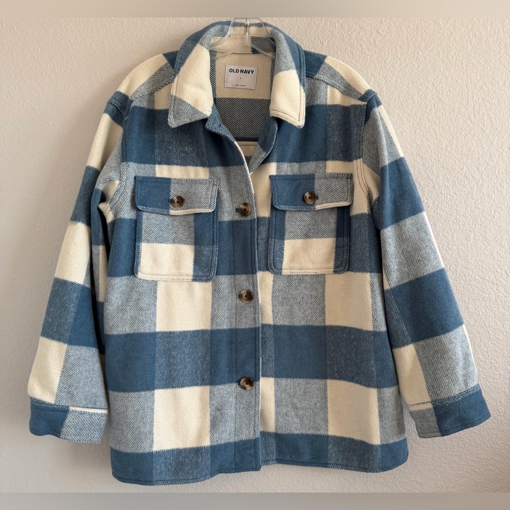 Old Navy Blue & Cream Buffalo Plaid Shacket